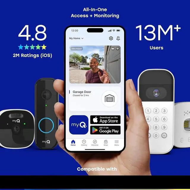 Alt view image 6 of 6 - FOR-Smart Garage Door Video Keypad with Wide-Angle Camera,Customizable PIN Codes,and Smartphone ControlTake Charge of Your Garage Access Works with , LiftMaster and Craftsman openers,White