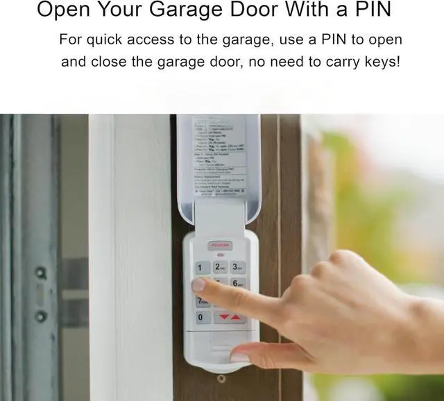 Alt view image 7 of 7 - FOR Garage Door Opener Wireless Keyless Keypad - Safe & Secure Access - Compatible with All Intellicode Garage Door Openers - Easy Entry into the Garage With a PIN - Model GK-R, White