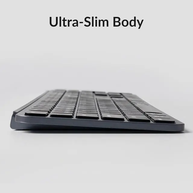 Alt view image 7 of 7 - B6 Pro Ultra-Thin Wireless Keyboard, Full-Size ZMK with Numeric Keypad Quiet Typing, 2.4 GHz/Bluetooth 5.2/Wired Connection Long Battery Life, Compatible with Mac Windows Linux - Space Gray