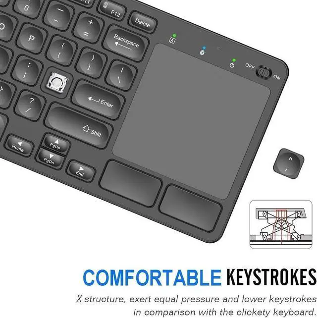 Alt view image 3 of 7 - FOR Universal Backlit 7-Colors Bluetooth Touch TV Keyboard with Easy Media Control and Build-in Touchpad for TV-Connected Computer, Smart TV, Desktop, Laptop, iPad, Surface, Tablet, HTPC