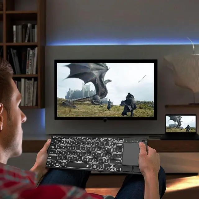 Alt view image 7 of 7 - FOR Universal Backlit 7-Colors Bluetooth Touch TV Keyboard with Easy Media Control and Build-in Touchpad for TV-Connected Computer, Smart TV, Desktop, Laptop, iPad, Surface, Tablet, HTPC