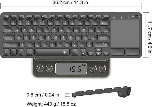 Alt view image 5 of 7 - FOR Universal Backlit 7-Colors Bluetooth Touch TV Keyboard with Easy Media Control and Build-in Touchpad for TV-Connected Computer, Smart TV, Desktop, Laptop, iPad, Surface, Tablet, HTPC