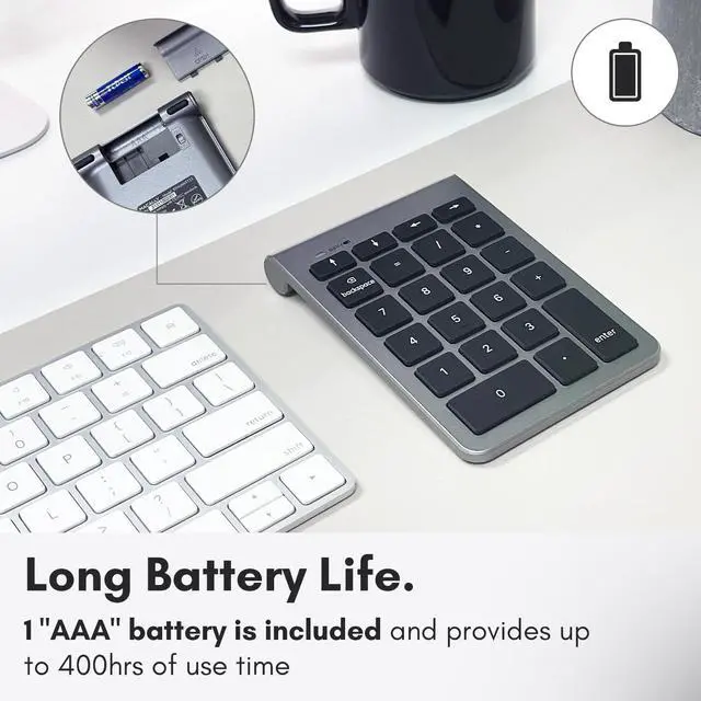 Alt view image 6 of 7 - FOR Bluetooth Number Pad for Laptop - Wireless Numeric Keypad - 22 Key Numeric Keypad for Data Entry, Numpad Compatible with MacBook, iPad, iPhone, iOS, Laptop, PC, Android