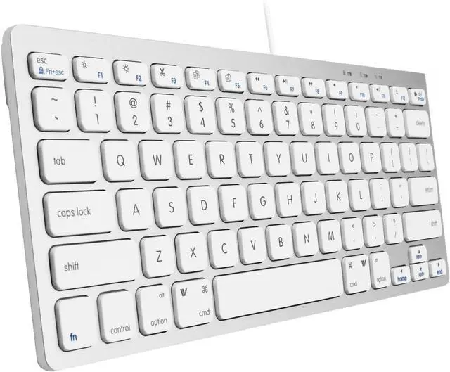 Main image of Small Wired Keyboard for Mac and Windows - 78 Scissor Switch Keys Compatible Apple Keyboard - USB Mini Keyboard That Saves Space and Looks Great - Plug and Play Wired Mac Keyboard - Aluminum