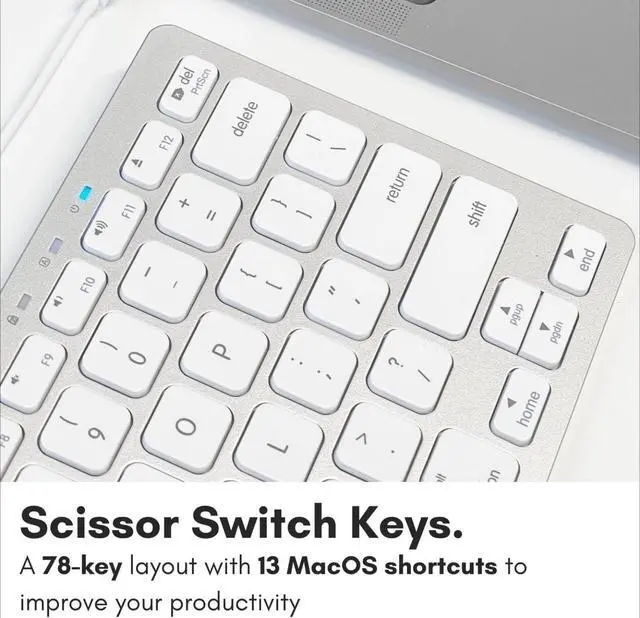 Alt view image 4 of 7 - Small Wired Keyboard for Mac and Windows - 78 Scissor Switch Keys Compatible Apple Keyboard - USB Mini Keyboard That Saves Space and Looks Great - Plug and Play Wired Mac Keyboard - Aluminum