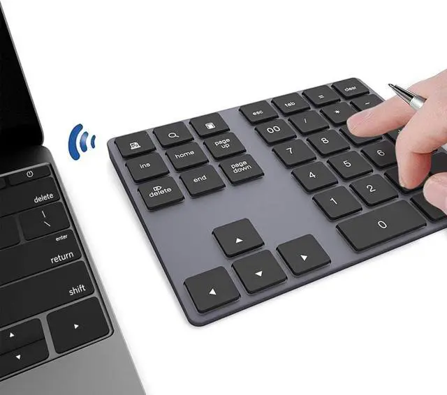 Main image of Bluetooth Number Pad, Wireless Numeric Keypad, USB-C Rechargeable External 34-Keys Numpad, Financial Data Entry Keyboard for iMac, MacBook Air/Pro, PC Desktop, Laptop Notebook