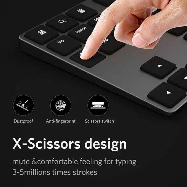 Alt view image 6 of 7 - Bluetooth Number Pad, Wireless Numeric Keypad, USB-C Rechargeable External 34-Keys Numpad, Financial Data Entry Keyboard for iMac, MacBook Air/Pro, PC Desktop, Laptop Notebook