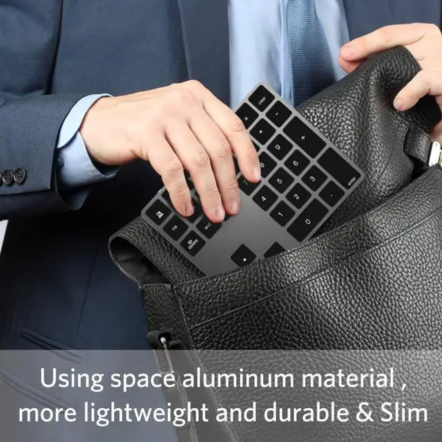 Alt view image 7 of 7 - Bluetooth Number Pad, Wireless Numeric Keypad, USB-C Rechargeable External 34-Keys Numpad, Financial Data Entry Keyboard for iMac, MacBook Air/Pro, PC Desktop, Laptop Notebook