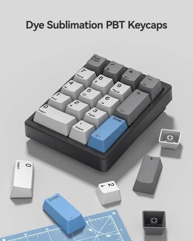 Alt view image 5 of 7 - Mechanical Number Pad,Hot Swappable Numpad Wired USB 17 Keys Keypad White Backlit Numeric Keypad with PBT Keycaps for Laptop PC Compact Keyboards (Black, Brown Switch)