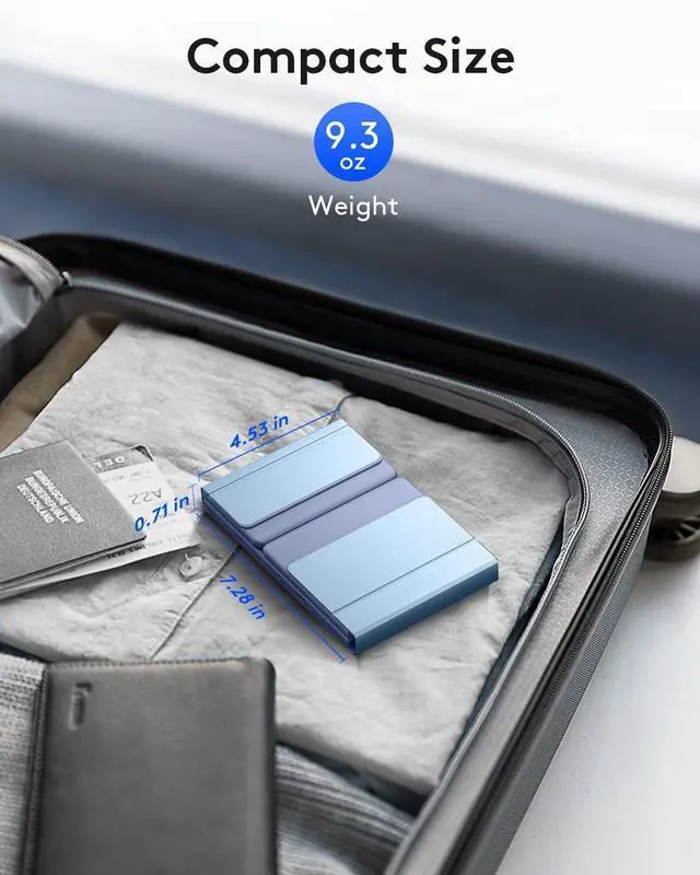 Alt view image 7 of 7 - Foldable Bluetooth Keyboard with Numeric Keypad, Full-Size Wireless Folding PU Leather, Portable Travel for iOS Android Windows Mac OS, Support 3 Device(BT5.1 x 3) Blue