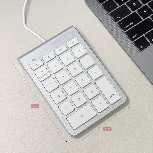 Alt view image 7 of 7 - FOR-USB C Wired Number Pad for Mac - 10 Key USB Keypad, Type C Numeric pad, Number Keypad for Keyboard and Number Pad for Laptop, MacBook Pro/Air, iMac, and PC - 5ft Cable Numpad - Silver Keypads