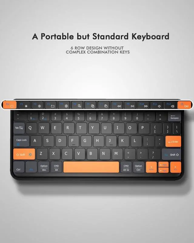 Alt view image 3 of 7 - Universal Travel Keyboard Plus, New Dual Bluetooth Portable Keypad with 7-Color Backlit & Any-Angle Stand, Wireless Tablet Keyboard for iPad/Z Fold/Galaxy Tabs/Phones, Keypad for iOS/Android/Windows