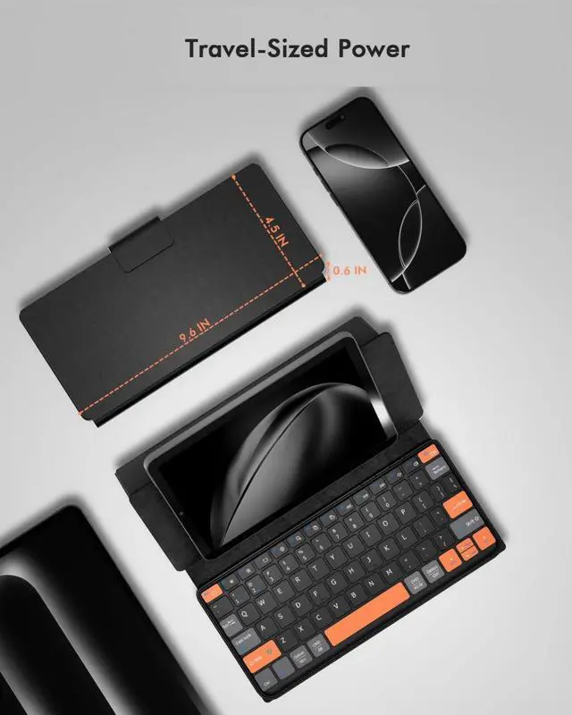 Alt view image 5 of 7 - Universal Travel Keyboard Plus, New Dual Bluetooth Portable Keypad with 7-Color Backlit & Any-Angle Stand, Wireless Tablet Keyboard for iPad/Z Fold/Galaxy Tabs/Phones, Keypad for iOS/Android/Windows