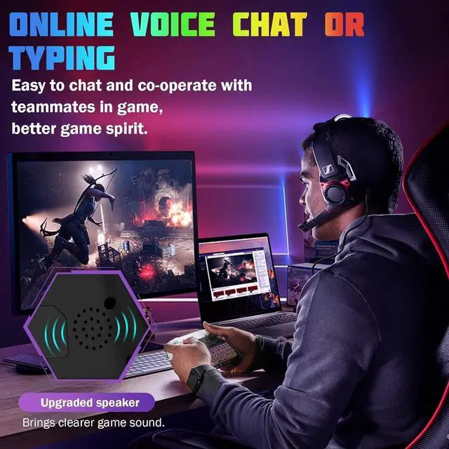 Alt view image 2 of 7 - RGB Backlight Keyboard for PS5 Controller, Wireless Bluetooth Keypad Chatpad for PlayStation 5 Controller, Mini PS5 Multi-Color Game Keyboard Built-in 3.5mm Audio Jack, Black