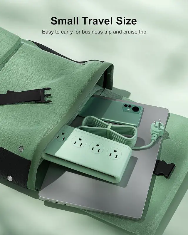 Alt view image 4 of 7 - Power Strip with USB C 35W,10-in-1 Flat Plug Wall Charger - 5FT Extension Cord with 4AC, 3 USB A & 3 USB C - PD20W Charging Station for Multiple Devices - Travel Home Office (Green)