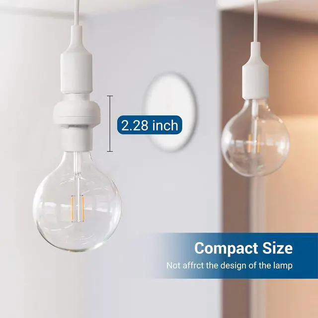 Alt view image 5 of 7 - Remote Control Light Bulb Socket, Wireless Light Switch for Pull Chain Light Fixture, E26 E27 Bulb Base, No Wiring, ETL Listed(1 Wall Mounted Switch+2 Socket)
