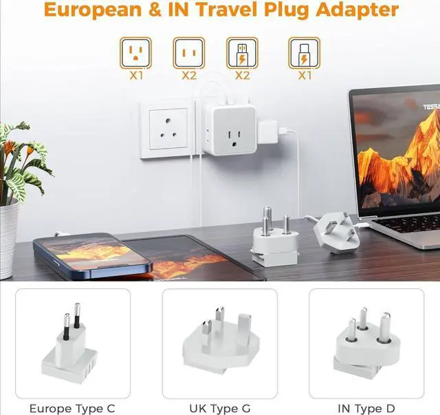 Alt view image 3 of 6 - forEuropean UK India Travel Plug Adapter Kit, International Detachable with 3 Outlet 3 USB(1 USB C), Type C/G/D EU Power Adaptor, US to Europe Italy Spain France Ireland Dubai Maldives