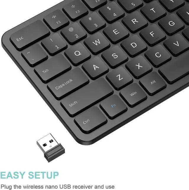 Alt view image 2 of 7 - 2.4G USB Wireless Keyboard Ultra Slim Full Size Keyboard with Numeric Keypad and Media Hotkey for Computer/Desktop/PC/Laptop/Surface/Smart TV and Windows 11/10