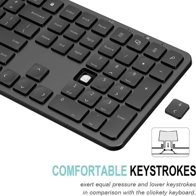Alt view image 3 of 7 - 2.4G USB Wireless Keyboard Ultra Slim Full Size Keyboard with Numeric Keypad and Media Hotkey for Computer/Desktop/PC/Laptop/Surface/Smart TV and Windows 11/10