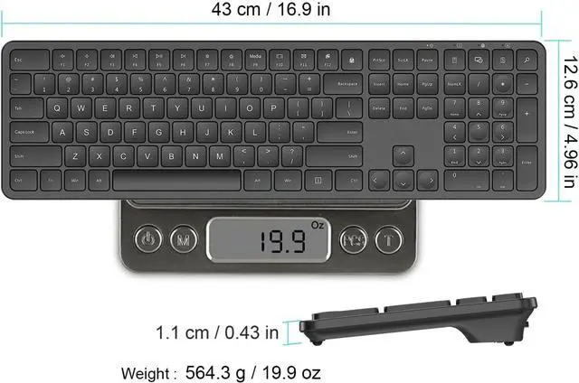 Alt view image 6 of 7 - 2.4G USB Wireless Keyboard Ultra Slim Full Size Keyboard with Numeric Keypad and Media Hotkey for Computer/Desktop/PC/Laptop/Surface/Smart TV and Windows 11/10