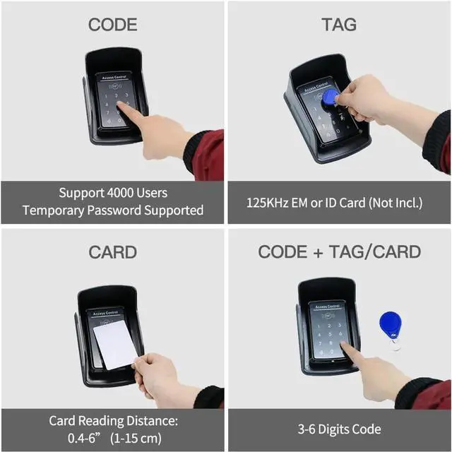 Alt view image 3 of 7 - Touch Panel Wired Keypad, Universal Keyless Entry Keypad DC 12V 24V for The Automatic Driveway Gate Opener, Magnetic Lock, Door Access Control System, Digital Code or RF ID Card