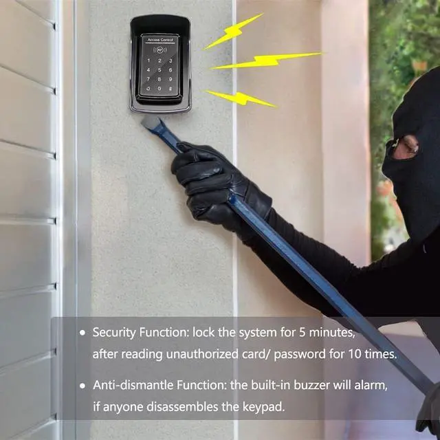 Alt view image 6 of 7 - Touch Panel Wired Keypad, Universal Keyless Entry Keypad DC 12V 24V for The Automatic Driveway Gate Opener, Magnetic Lock, Door Access Control System, Digital Code or RF ID Card