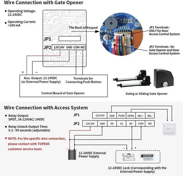 Alt view image 7 of 7 - Touch Panel Wired Keypad, Universal Keyless Entry Keypad DC 12V 24V for The Automatic Driveway Gate Opener, Magnetic Lock, Door Access Control System, Digital Code or RF ID Card