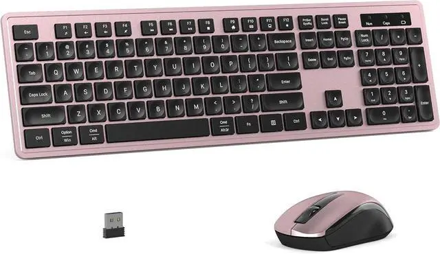 Main image of FOR Wireless Keyboard and Mouse Combo, Full-Size 104-Key Office Keyboard with 15 Function Keys, Numeric Keypad, Single USB Receiver, Compatible with PC and Laptop(Pink)