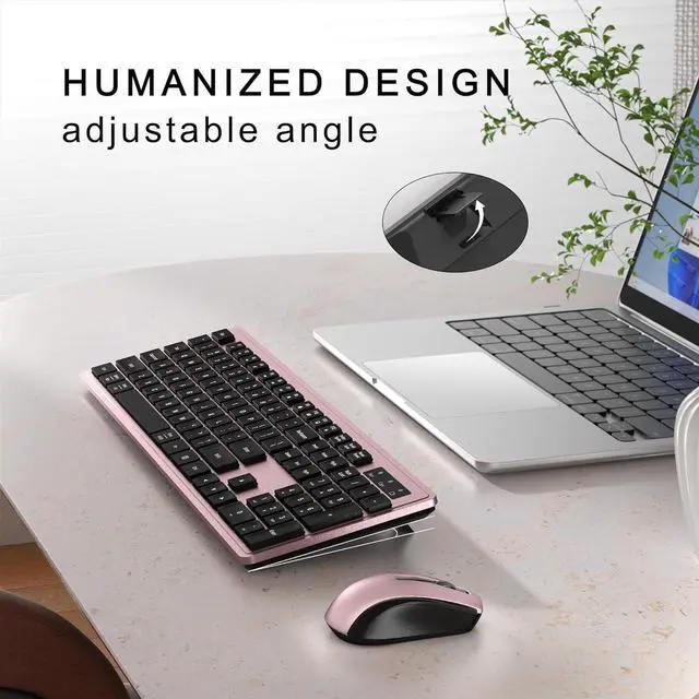 Alt view image 3 of 6 - FOR Wireless Keyboard and Mouse Combo, Full-Size 104-Key Office Keyboard with 15 Function Keys, Numeric Keypad, Single USB Receiver, Compatible with PC and Laptop(Pink)