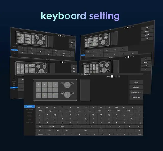 Alt view image 6 of 7 - Macro Pad Macro Keyboard Programmable Keypad Customized 12-Key Mini Mechanical Gaming Keyboard One Handed Keyboard RGB OSU Micro Keyboard Macropad Knob Wireless Receiver&Type C 1m Cable(Black)