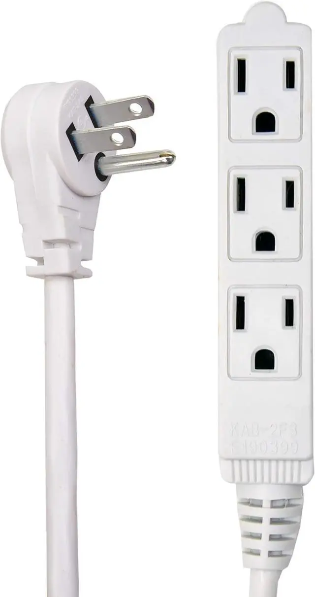 Main image of Flat Multiple Outlet Extension Cord 30 Ft for Indoor Use by Electes- UL-Listed 3-Prong Multi Extension Wire- Space-Saving Flat Angled Extension Cord- White