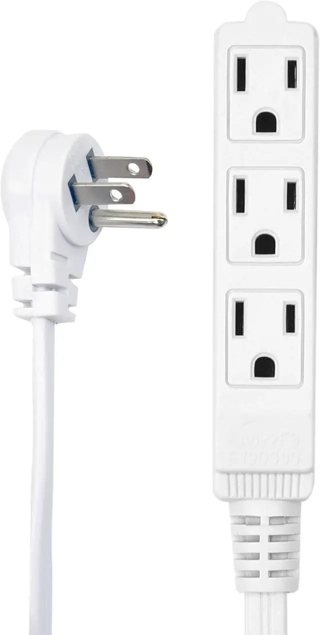 Alt view image 4 of 4 - Flat Multiple Outlet Extension Cord 30 Ft for Indoor Use by Electes- UL-Listed 3-Prong Multi Extension Wire- Space-Saving Flat Angled Extension Cord- White