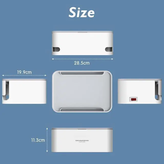 Alt view image 4 of 7 - FOR-Power Strip with Cable Management Box, Surge Protector 8 Outlets and 3 USB Ports with Switch Control, 6.6 ft Flat Plug Extension Cord, Organizer Charging Station for Kitchen, Dorm, Office,Home