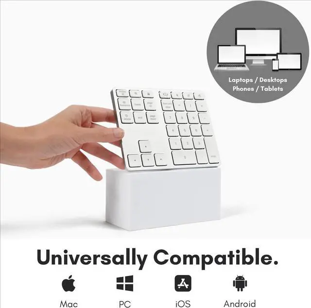 Alt view image 4 of 7 - Bluetooth Number Pad for Laptop - Rechargeable Wireless Numeric Keypad - Slim 35 Key Wireless Number Pad for Data Entry, 10 Key Numpad Compatible with Mac, MacBook, iPad, PC Desktop, Windows