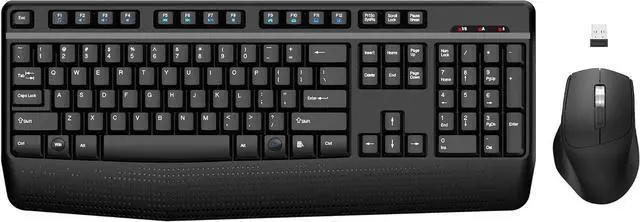 Main image of Wireless Keyboard and Mouse Combo, 2.4G Full-Sized Ergonomic Computer Keyboard with Wrist Rest and 3 Level DPI Adjustable Wireless Mouse for Windows, Mac OS Desktop/Laptop/PC (Dark Gray)