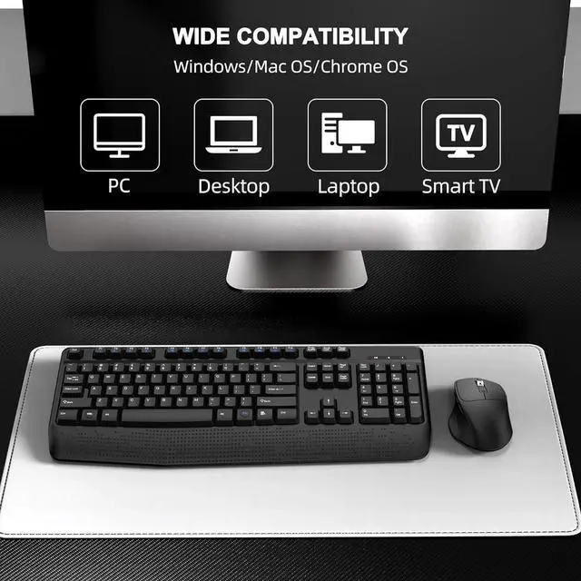 Alt view image 7 of 7 - Wireless Keyboard and Mouse Combo, 2.4G Full-Sized Ergonomic Computer Keyboard with Wrist Rest and 3 Level DPI Adjustable Wireless Mouse for Windows, Mac OS Desktop/Laptop/PC (Dark Gray)