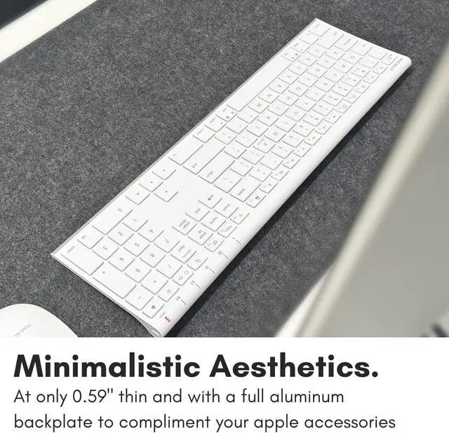 Alt view image 6 of 7 - Wireless Bluetooth Keyboard for Mac - Compatible Apple Keyboard or MacBook Pro/Air, iMac - Multi-Device, Up to 3 Devices with 110 Keys, 20 Shortcuts, Numeric Keypad, and Rechargeable - White