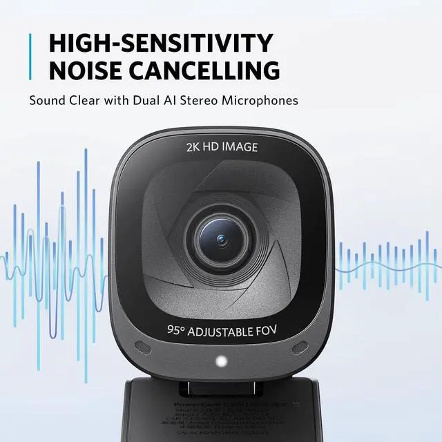Alt view image 3 of 4 - PowerConf C200 2K Webcam for PC/Laptop/Mac, Computer Camera, Low-Light Correction, AI-Noise Canceling Mics, Adjustable Field of View, Built-in Privacy Cover, Stereo Mics, for Meeting