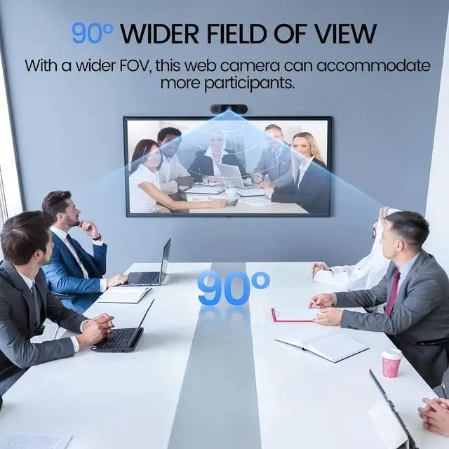 Alt view image 4 of 7 - 1080P Webcam with Microphone, C960 Web Cam, 2 Mics, 90° FOV, USB Type-A & A-to-C Adapter, Plug&Play Computer Camera for Online Calling, Zoom/Teams/Facetime, Switch 2 Camera Support, 2025 Version