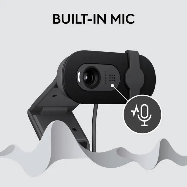 Alt view image 5 of 7 - Brio 101 Full HD 1080p Webcam for Meetings, Streaming, Desktop, Laptop, PC - Built-in Mic, Shutter, USB-A, Teams, Zoom - Black