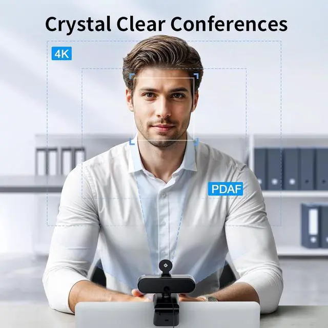 Alt view image 3 of 7 - NOVA 4K Webcam for PC - Ultra 4K HD, PDAF Autofocus, Dual Noise-Cancelling Mics, 73° FOV, Auto Light Correction, USB-A, Privacy Cover, Ideal for High-End Business Meetings&Live Streaming