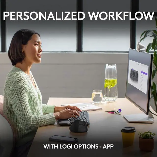 Alt view image 7 of 7 - Wave Keys Wireless Ergonomic Keyboard with Cushioned Palm Rest, Comfortable Natural Typing, Easy-Switch, Bluetooth, Logi Bolt Receiver, for Multi-OS, Windows/Mac - Graphite