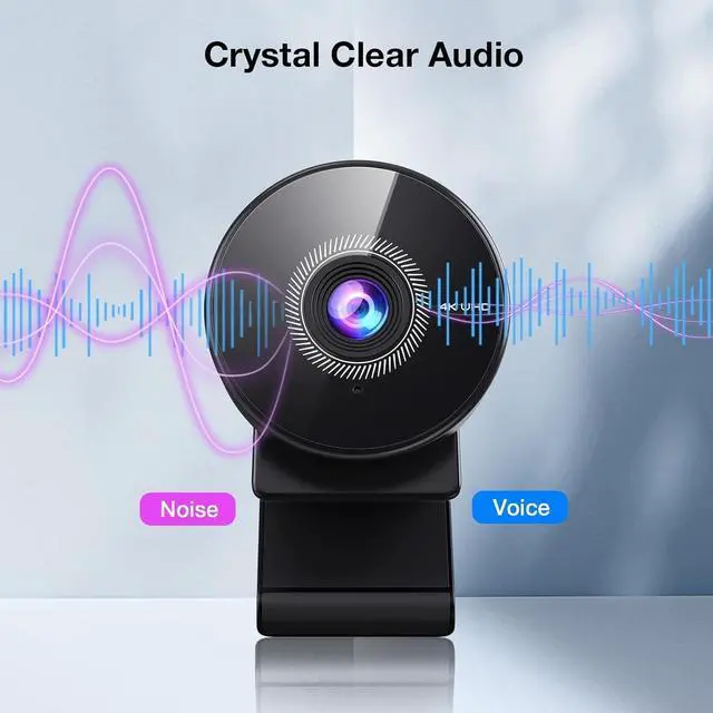 Alt view image 5 of 7 - C950 4K Webcam for PC - 8 Megapixels 4K UHD, PDAF Autofocus, Noise-Canceling Mic, 70° FOV, 1080P@60FPS, Privacy Cover, USB 2.0 Plug&Play, No Tripod Hole, Ideal Webcam for Zoom/Teams/Google Meet