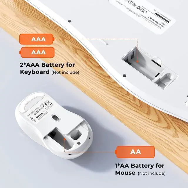 Alt view image 7 of 7 - New Ergonomic Keyboard and Mouse Wireless Combo, Wave Keys Natural Typing, 2.4G Wireless Keyboard with Wrist Rest, 4 Adjustable DPI Optical Mouse, Computer/Laptop/Windows/Mac, White