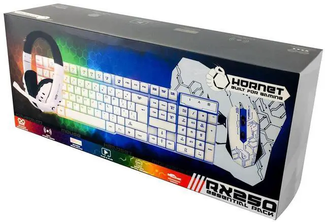 Alt view image 2 of 7 - Gaming Keyboard and Mouse and Gaming Headset & Mouse Pad, Wired LED RGB Backlight Bundle for PC Gamers Users - 4 in 1 White Edition Hornet RX-250