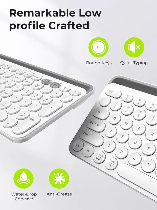 Alt view image 4 of 7 - Bluetooth Keyboard and Mouse for iPad, CTU-301 Multi-Device Bluetooth + 2.4G Wireless Keyboard Mouse with Tablet Holder for MacBook/Windows Computer, iOS/Andriod Tablet Phone, White