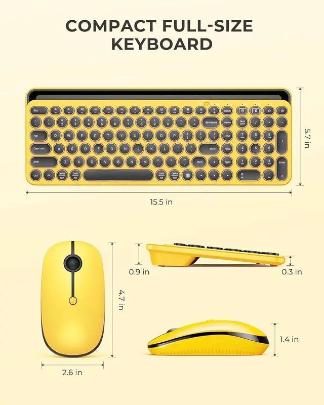 Alt view image 6 of 7 - Bluetooth Keyboard and Mouse for iPad, CTU-301 Multi-Device Bluetooth + 2.4G Wireless Keyboard Mouse with Tablet Holder for MacBook/Windows Computer, iOS/Andriod Tablet Phone, Yellow