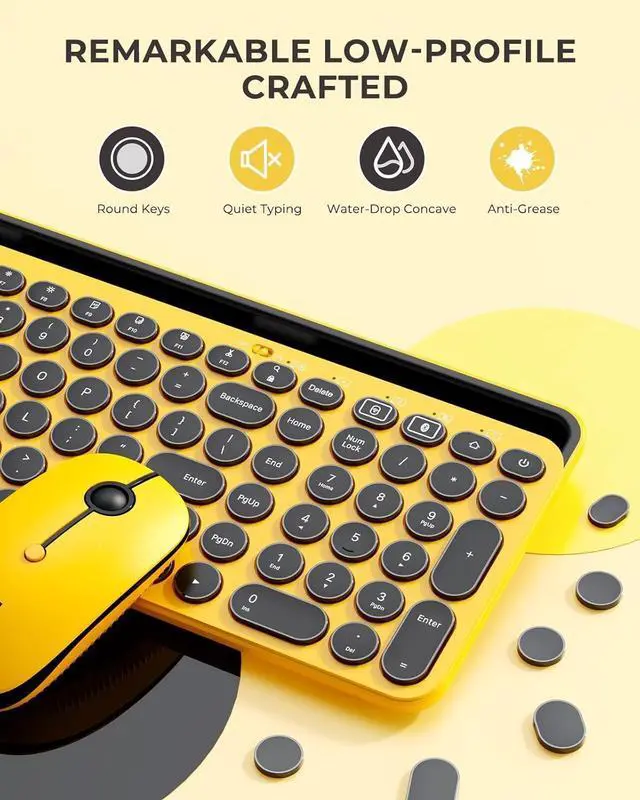 Alt view image 5 of 7 - Bluetooth Keyboard and Mouse for iPad, CTU-301 Multi-Device Bluetooth + 2.4G Wireless Keyboard Mouse with Tablet Holder for MacBook/Windows Computer, iOS/Andriod Tablet Phone, Yellow