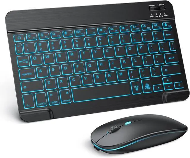 Main image of Bluetooth Keyboard and Mouse Combo for iPad - Rechargeable Wireless Keyboard & Mouse with 7-Color Backlit Compatible with iPad 10th/9th/8th Gen, iPad Pro/Air/Mini, iPhone15/14/13 Pro, Black