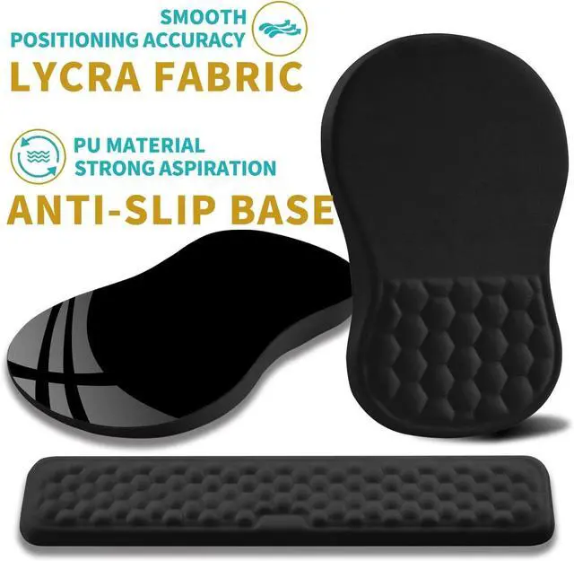 Alt view image 6 of 6 - 2 in 1 Ergonomic Mouse Pad Wrist Support & Wrist Rest for Computer Keyboard Set, with Relieve Carpal Tunnel Pain Massage Bulge and Full Memory Gel Design (2In1 Set, Black)